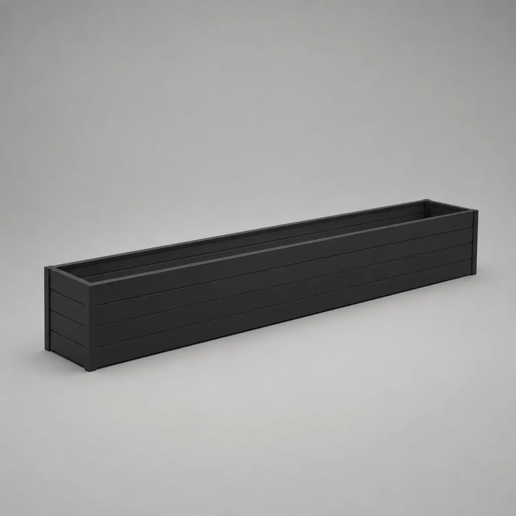 Jardinière Rectangulaire en acier noir 150 × 30 × 30 cm