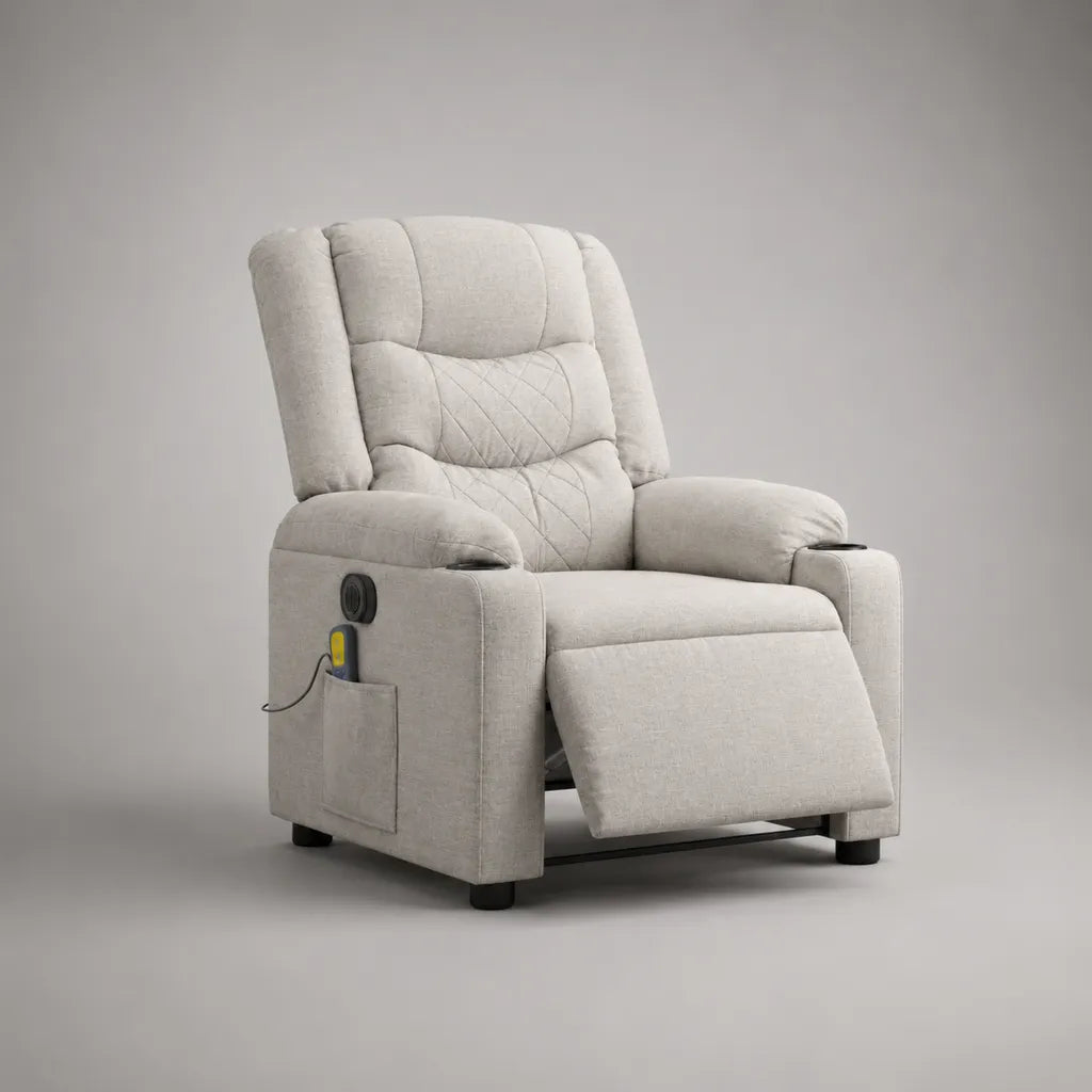 Fauteuil électrique relax en tissu avec repose-pieds, gris clair, 95 × 92 × 105 cm